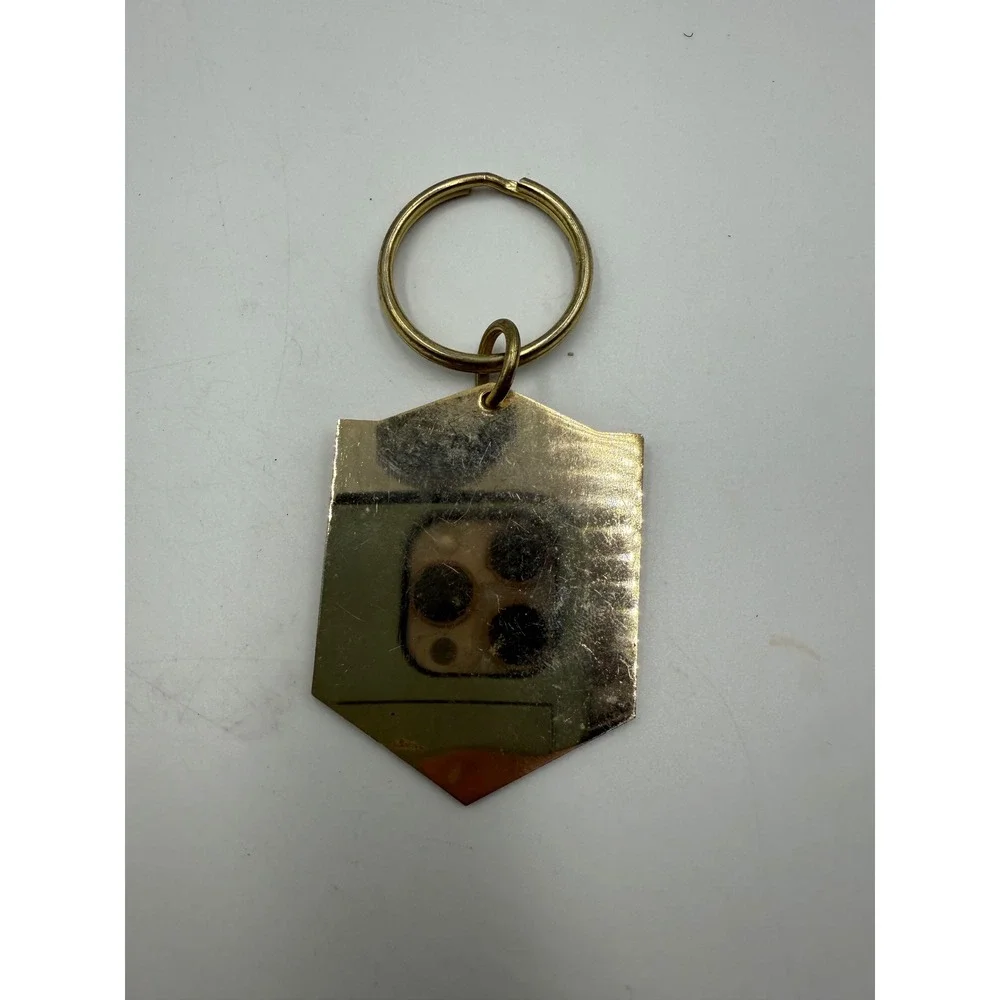 Genuine All American Dad Keychain Gold Tone Orange Navy Blue Shield Enamel Fob
